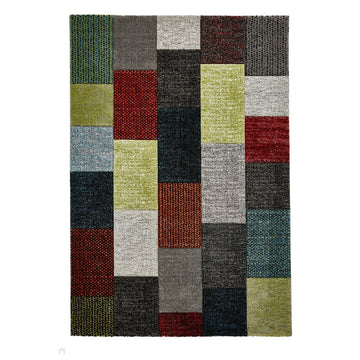 Brooklyn 21830 Modern Geometric Square Patchwork Blocks Soft Carved Durable Short Pile Grey/Multicolour Rug-Think Rugs-Rug Love - The Most Loved Rug Store